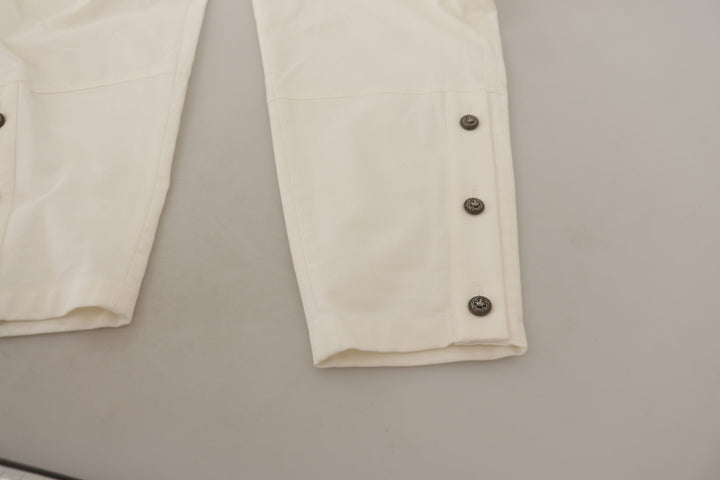 Dolce &amp; Gabbana White High Waist Tapered Women Cotton Pants by Dolce &amp; Gabbana outlet now on sale