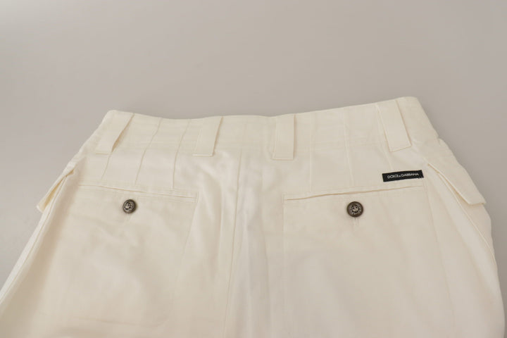 Dolce &amp; Gabbana White High Waist Tapered Women Cotton Pants by Dolce &amp; Gabbana outlet now on sale