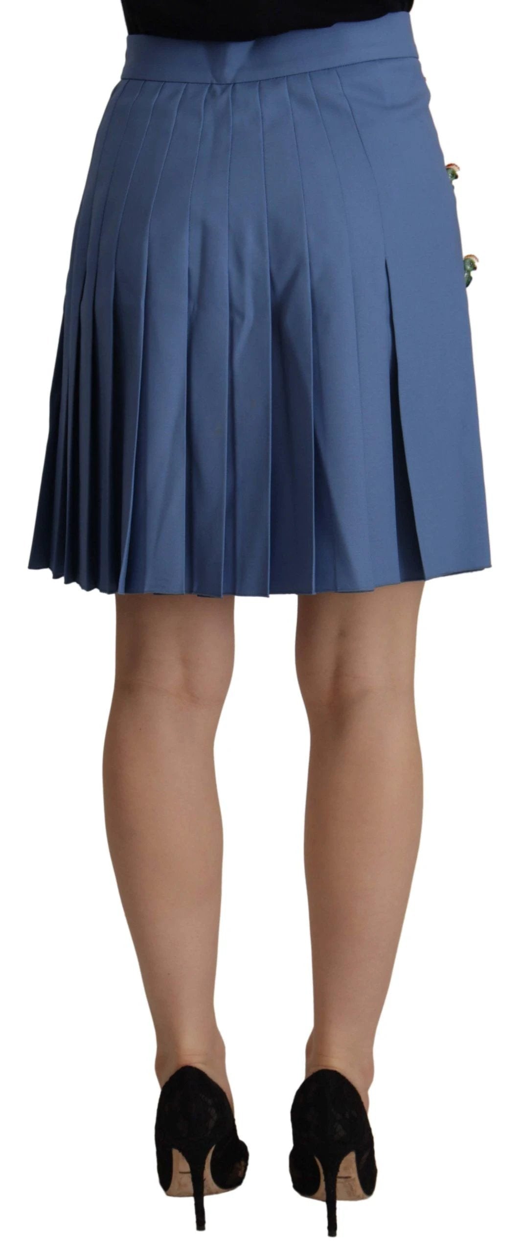 Dolce &amp; Gabbana Sample Sale Dolce &amp; Gabbana Blue Embellished Pleated Mini Skirt Wool - | Designer outlet