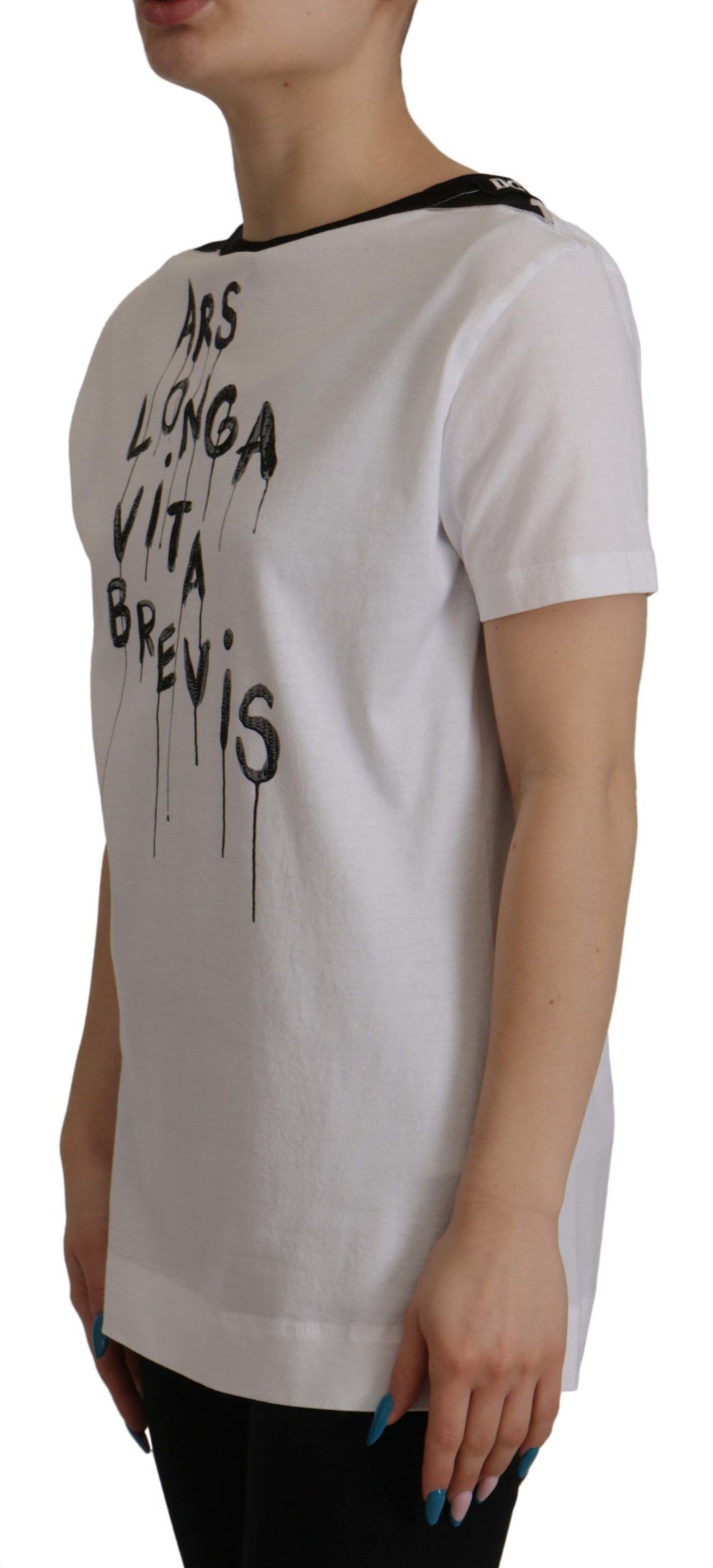 Dolce &amp; Gabbana Sample Sale Dolce &amp; Gabbana White Slogan Print Round Neck Cotton T-shirt - | Designer outlet