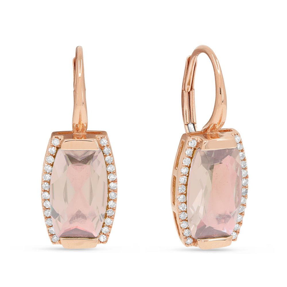 Earrings - 3.67ct Created Morganite Drop/Dangle Earrings in 14K Rose Gold - E1502CMGP - Ask Me Wear