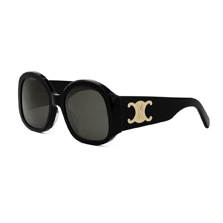 Celine Sunglasses Round Full Rim, Shiny Black Frame and Grey Lens CL40305U01A