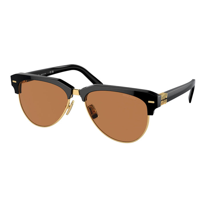 Miu Miu Sunglasses Aviator Full Rim, Black Frame and Brown Lens MU09ZS1AB2Z1