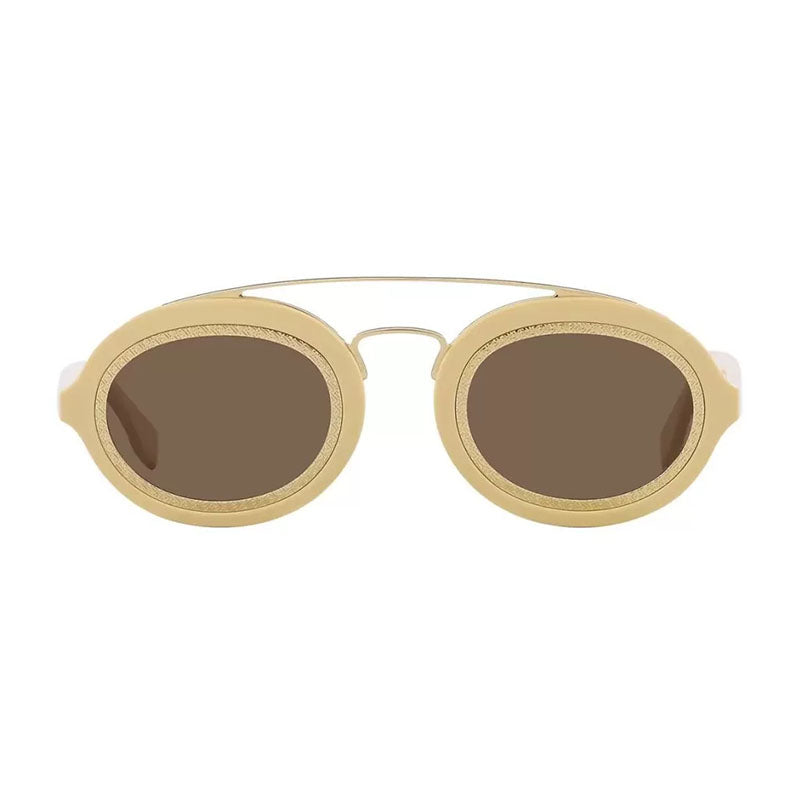 Fendi Oval Full Rim, with a Ivory/Gold frame and Brown lens.