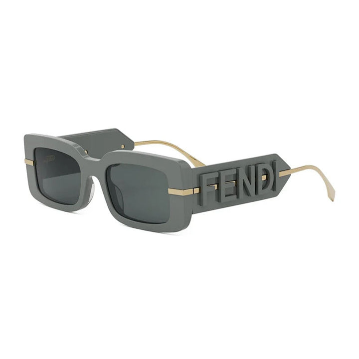 Fendi Sunglasses Rectangle Full Rim, Grey/Gold Frame and Smoke Lens FE40133I20A