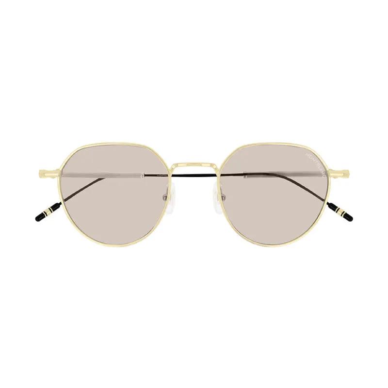 Montblanc Sunglasses Square Full Rim, Gold Frame And Brown Lens Mb0060S002