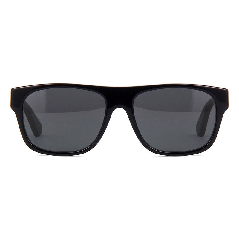 Gucci Sunglasses Square Full Rim, Black and Green with Red Stripe Frame and Grey Lens GG0341S001