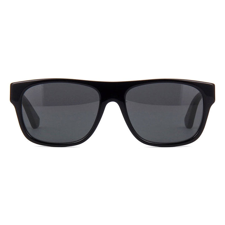Gucci Sunglasses Square Full Rim, Black and Green with Red Stripe Frame and Grey Lens GG0341S001