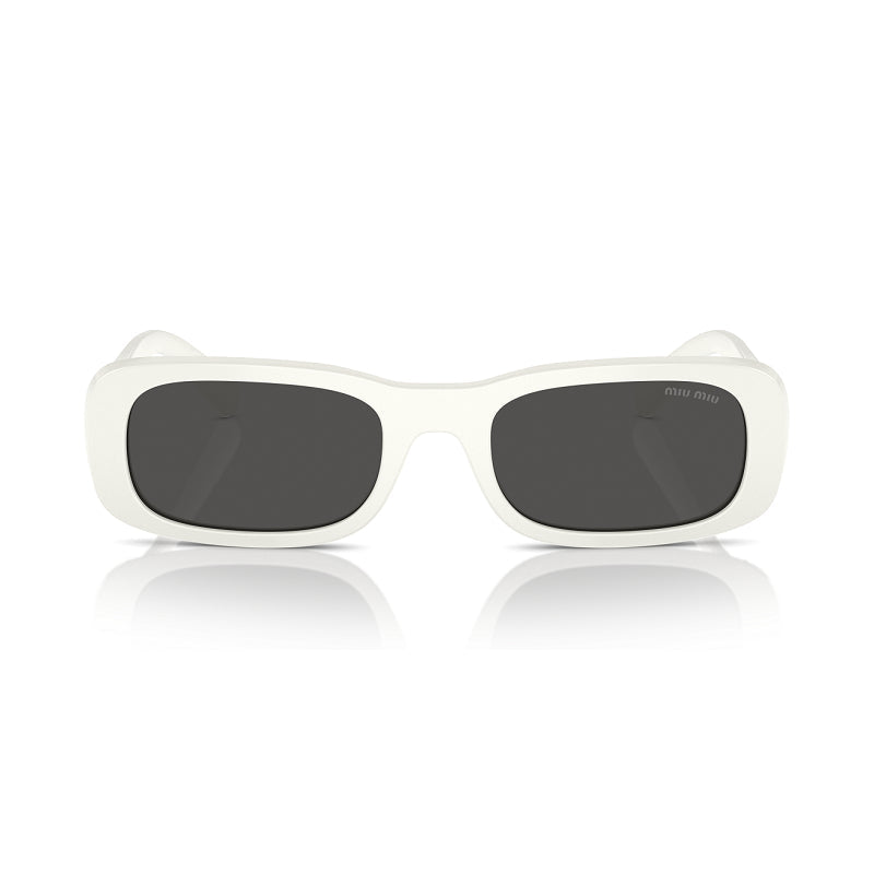 Miu Miu Sunglasses Rectangle Full Rim, White Ivory Frame and Dark Grey Lens MU08ZS1425S0