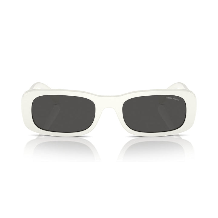 Miu Miu Sunglasses Rectangle Full Rim, White Ivory Frame and Dark Grey Lens MU08ZS1425S0