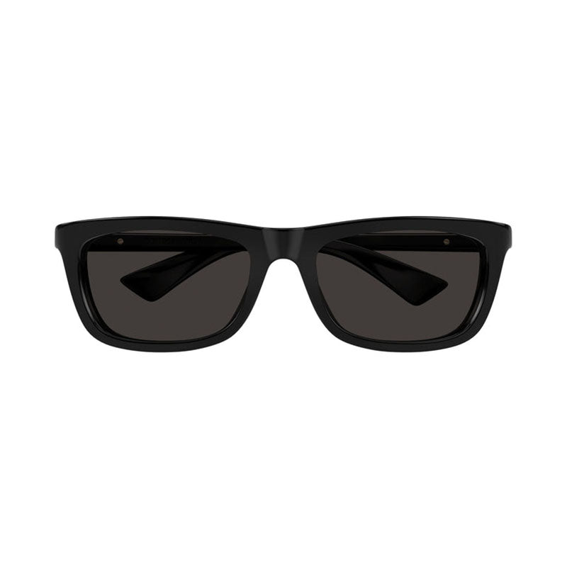 Bottega Veneta Sunglasses Rectangle Full Rim, Shiny Black Frame and Grey Lens BV1328SA001