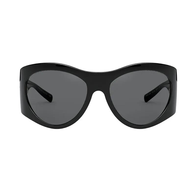Versace Sunglasses Oval Full Rim, Black Frame And Grey Lens Ve4392Gb1/87