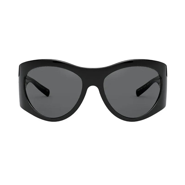Versace Sunglasses Oval Full Rim, Black Frame And Grey Lens Ve4392Gb1/87