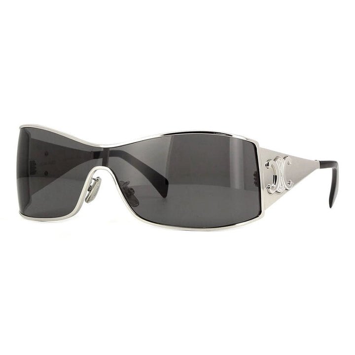 Celine Sunglasses Shield Full Rim, Silver Frame and Grey Lens CL40283U16A