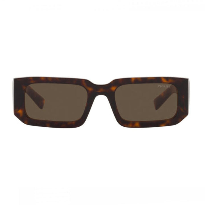 Prada Sunglasses Rectangle Full Rim, Havana Frame and Dark Brown Lens PR06YS2AU8C1