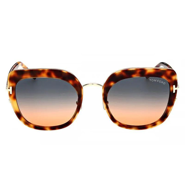 Tom Ford Sunglasses Cat Eye Full Rim, Blonde Havana Frame And Blue To Amber Gradient Lens Ft094553P