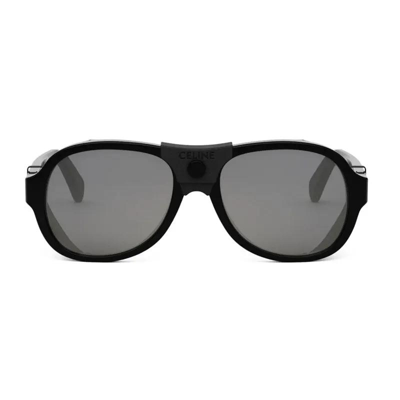 Celine Sunglasses Square Full Rim, Black Frame And Smoke Mirror Lens Cl40301U01C