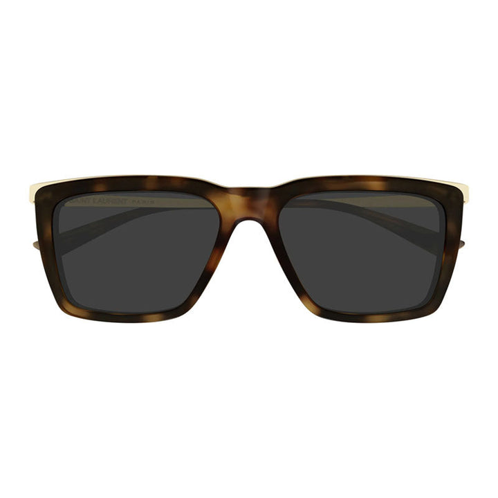 Saint Laurent Sunglasses Square Full Rim, Havana/Gold Frame and Grey Lens SL765004