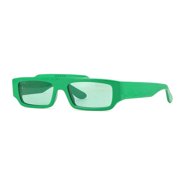 Gucci Sunglasses Rectangle Full Rim, Shiny Green with GG Pattern Frame and Green Lens GG1592S003