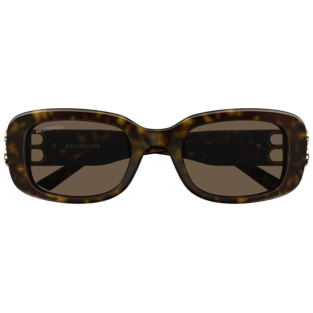 Balenciaga Sunglasses Rectangle Full Rim, Dark Havana Frame and Brown Lens BB0310SK002