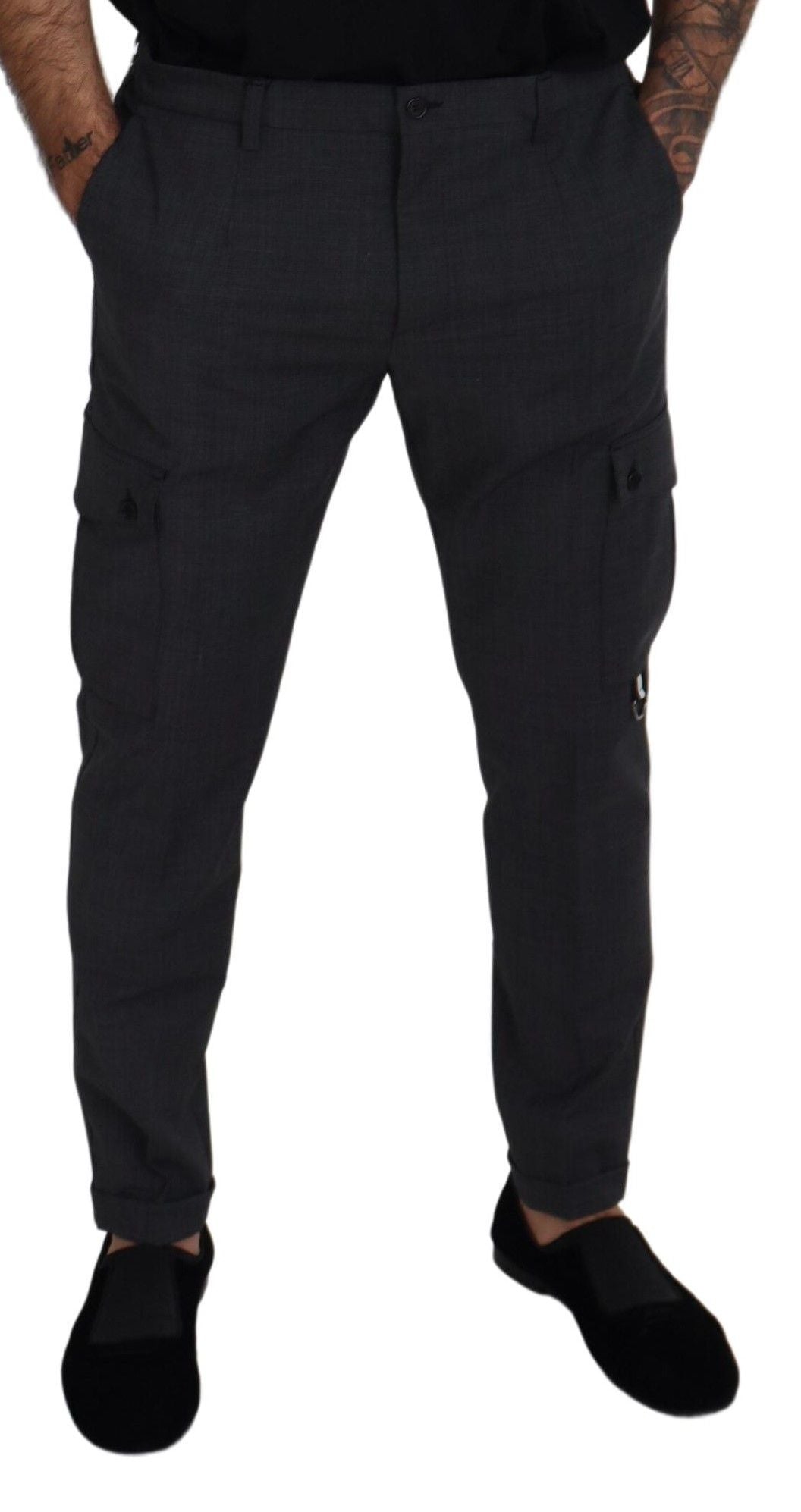Dolce &amp; Gabbana Sample Sale Dolce &amp; Gabbana Gray Checked Cargo Trousers Stretch Pants - | Designer outlet