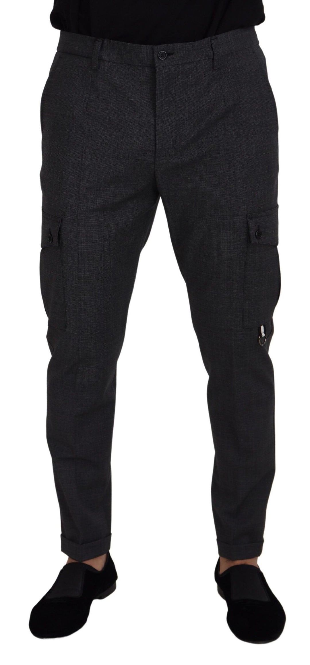 Dolce &amp; Gabbana Sample Sale Dolce &amp; Gabbana Gray Checked Cargo Trousers Stretch Pants - | Designer outlet