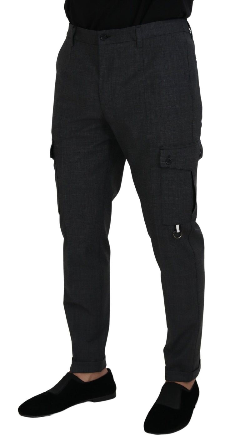 Dolce &amp; Gabbana Sample Sale Dolce &amp; Gabbana Gray Checked Cargo Trousers Stretch Pants - | Designer outlet