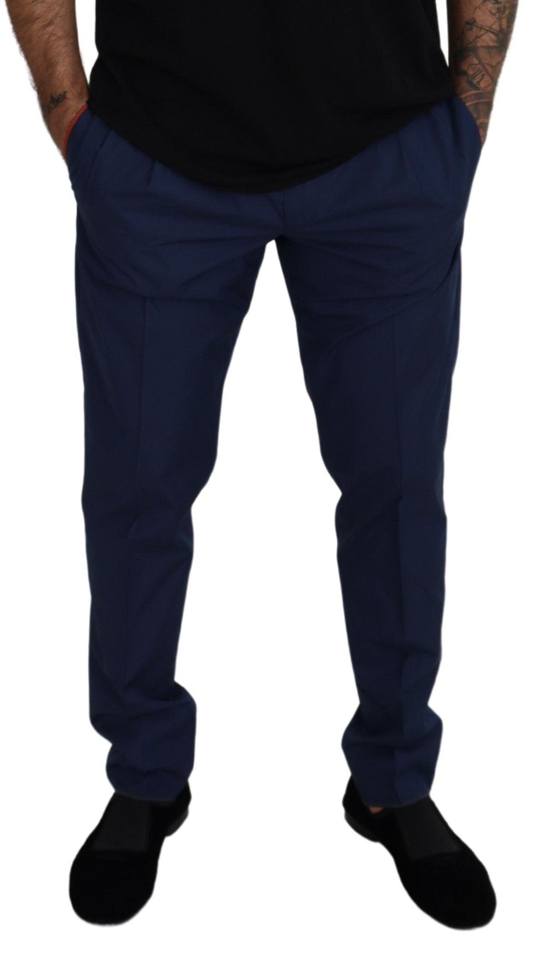 Dolce &amp; Gabbana Sample Sale Dolce &amp; Gabbana Blue Cotton Silk Trousers Chinos Pants - | Designer outlet