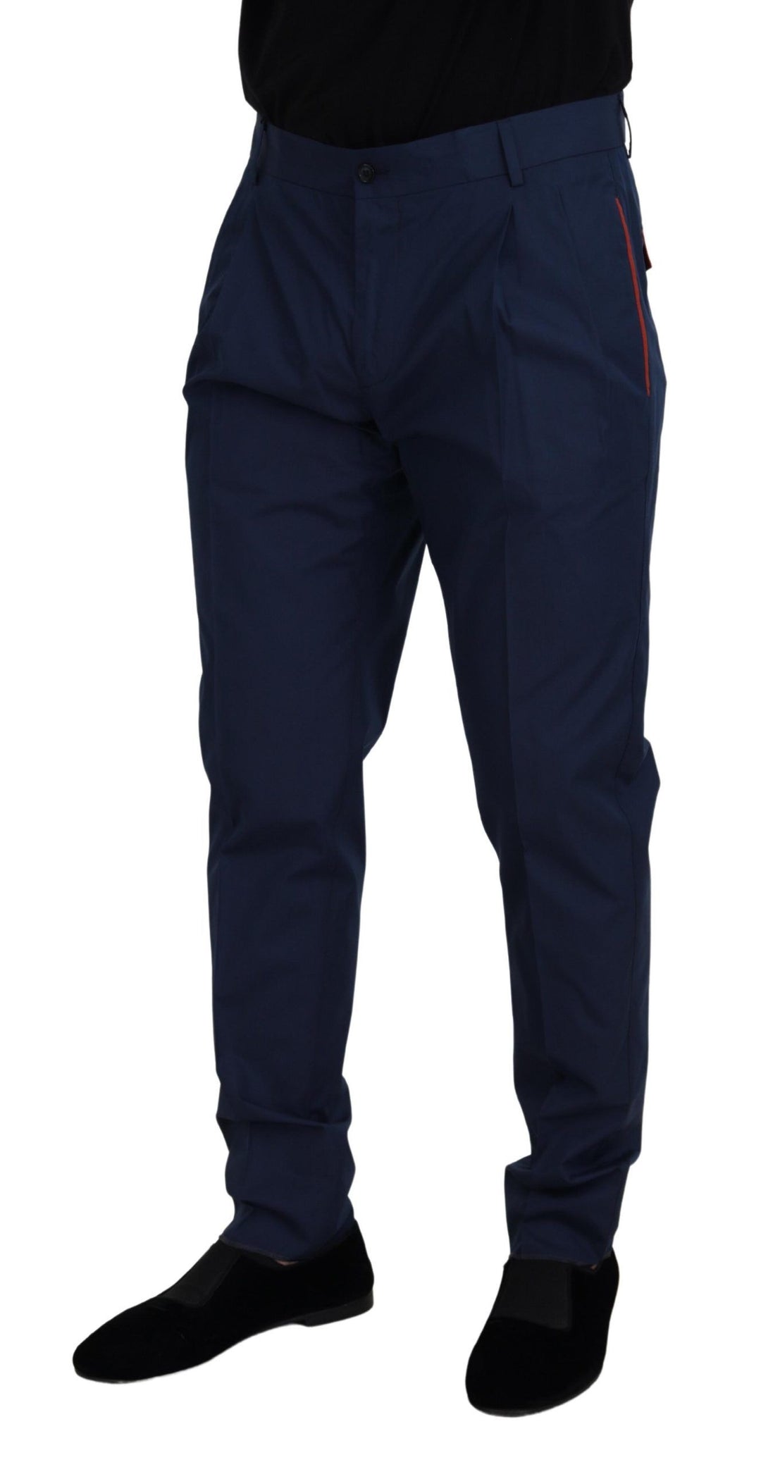 Dolce &amp; Gabbana Sample Sale Dolce &amp; Gabbana Blue Cotton Silk Trousers Chinos Pants - | Designer outlet