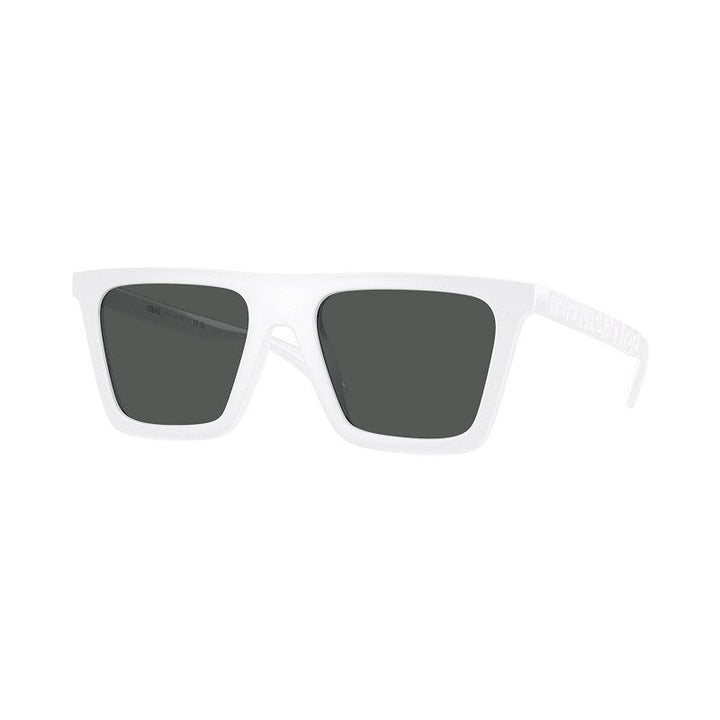 Versace Square Full Rim, with a White frame and Dark Grey lens.