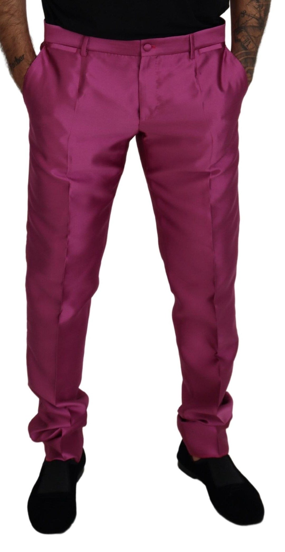 Dolce &amp; Gabbana Sample Sale Dolce &amp; Gabbana Pink Silk Slim Trousers Dress Formal Pants - | Designer outlet