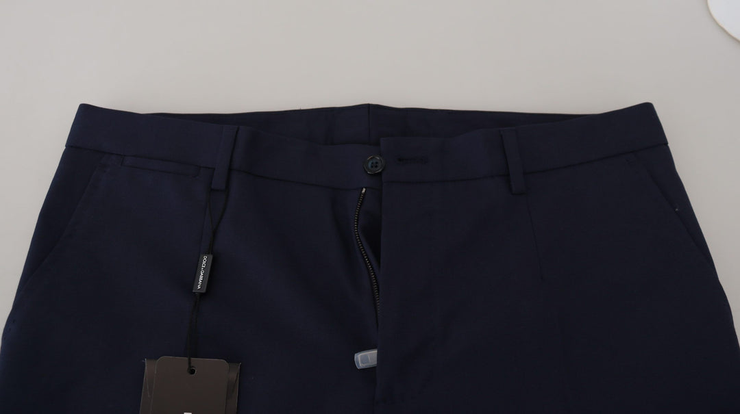 Dolce &amp; Gabbana Sample Sale Dolce &amp; Gabbana Blue Linen Cotton Slim Trousers Chinos Pants - | Designer outlet