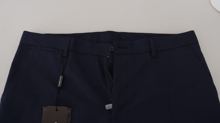 Dolce &amp; Gabbana Sample Sale Dolce &amp; Gabbana Blue Linen Cotton Slim Trousers Chinos Pants - | Designer outlet