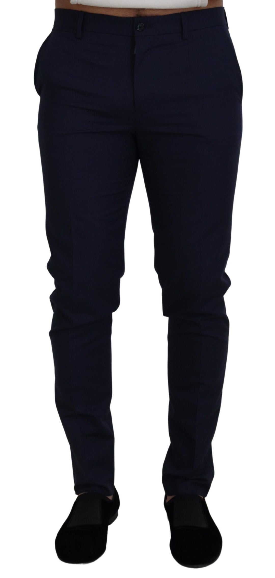 Dolce &amp; Gabbana Sample Sale Dolce &amp; Gabbana Blue Linen Cotton Slim Trousers Chinos Pants - | Designer outlet