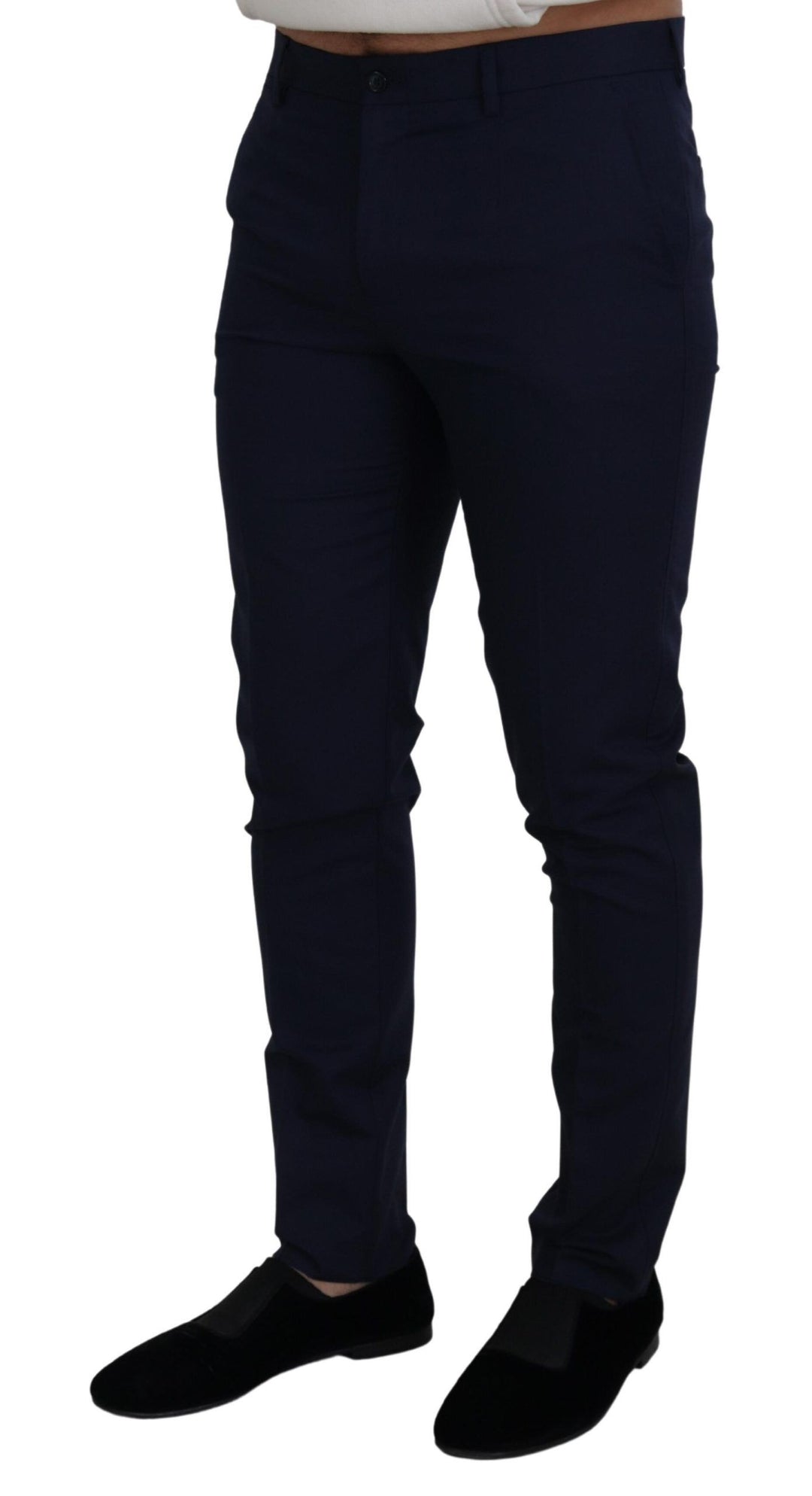 Dolce &amp; Gabbana Sample Sale Dolce &amp; Gabbana Blue Linen Cotton Slim Trousers Chinos Pants - | Designer outlet