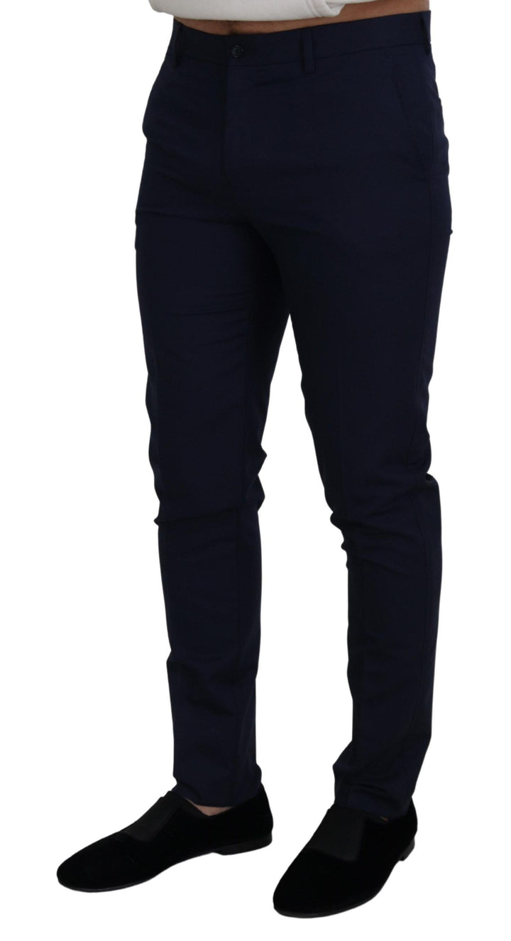 Dolce &amp; Gabbana Sample Sale Dolce &amp; Gabbana Blue Linen Cotton Slim Trousers Chinos Pants - | Designer outlet