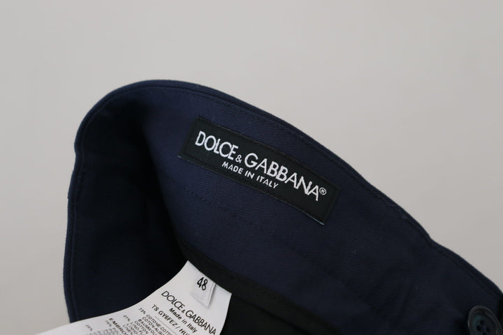 Dolce &amp; Gabbana Sample Sale Dolce &amp; Gabbana Blue Linen Cotton Slim Trousers Chinos Pants - | Designer outlet