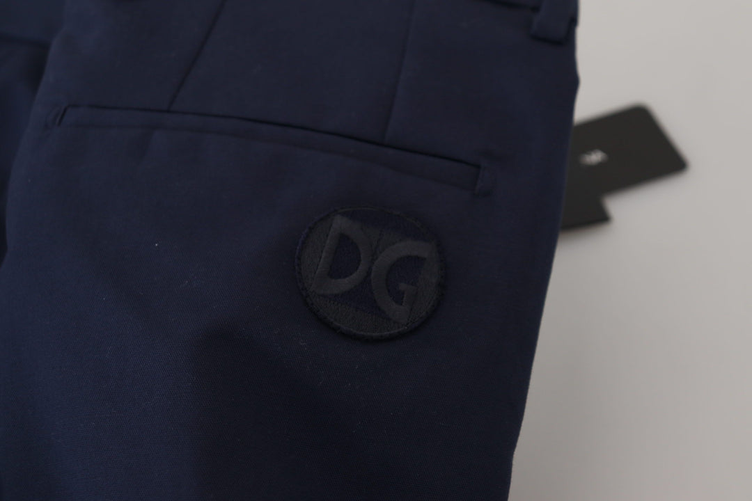 Dolce &amp; Gabbana Sample Sale Dolce &amp; Gabbana Blue Linen Cotton Slim Trousers Chinos Pants - | Designer outlet