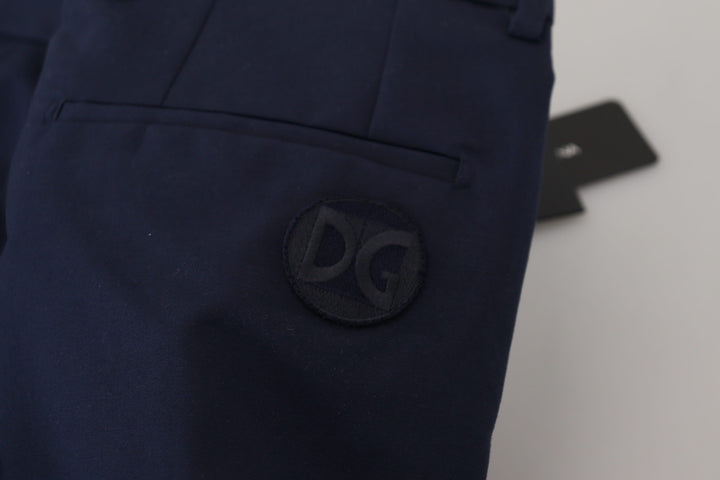 Dolce &amp; Gabbana Sample Sale Dolce &amp; Gabbana Blue Linen Cotton Slim Trousers Chinos Pants - | Designer outlet