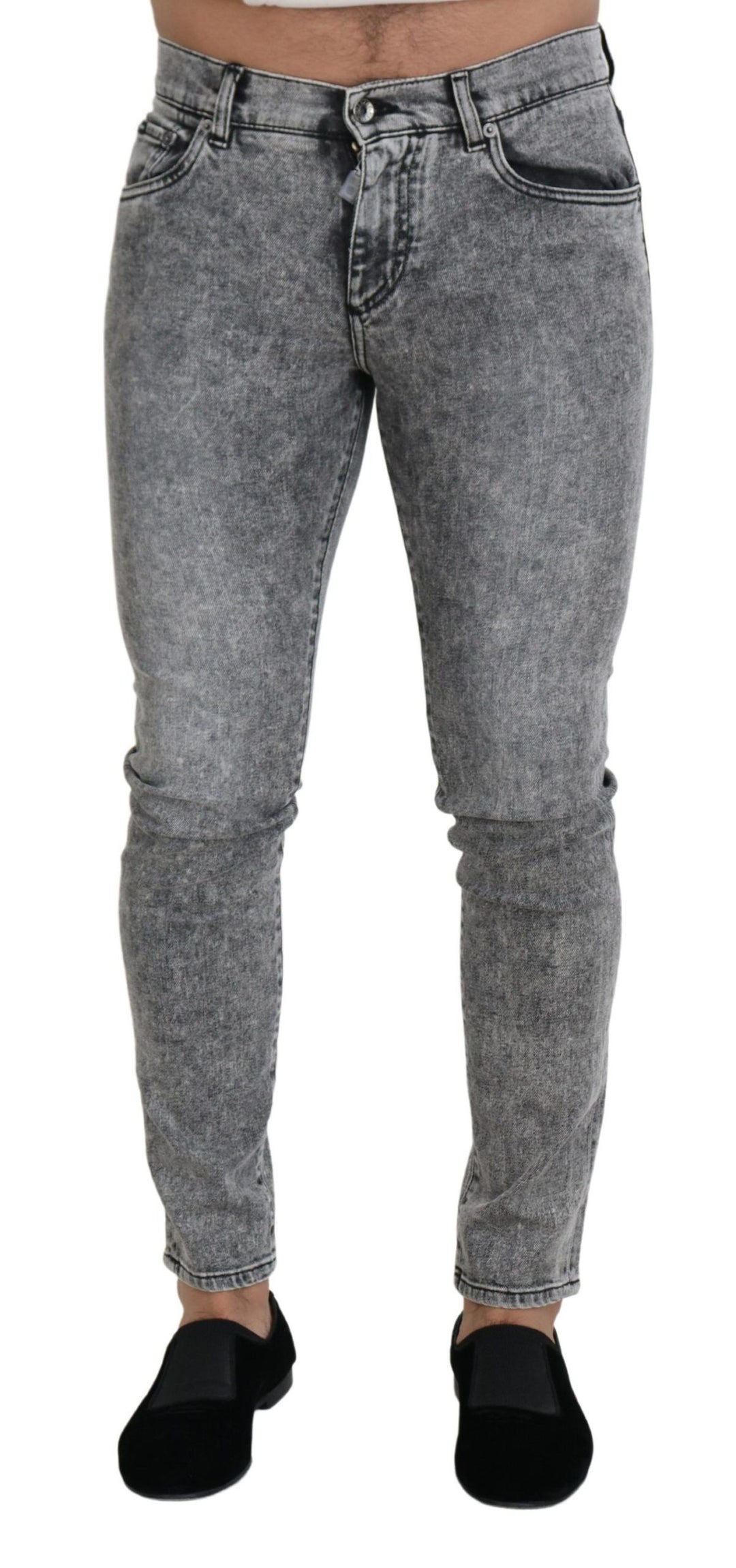 Dolce &amp; Gabbana Sample Sale Dolce &amp; Gabbana Gray Slim Fit Wash Stretch Cotton Denim Jeans - | Designer outlet