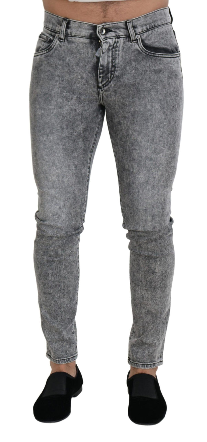 Dolce &amp; Gabbana Sample Sale Dolce &amp; Gabbana Gray Slim Fit Wash Stretch Cotton Denim Jeans - | Designer outlet