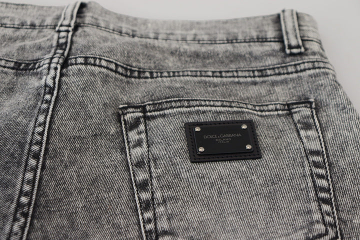 Dolce &amp; Gabbana Sample Sale Dolce &amp; Gabbana Gray Slim Fit Wash Stretch Cotton Denim Jeans - | Designer outlet