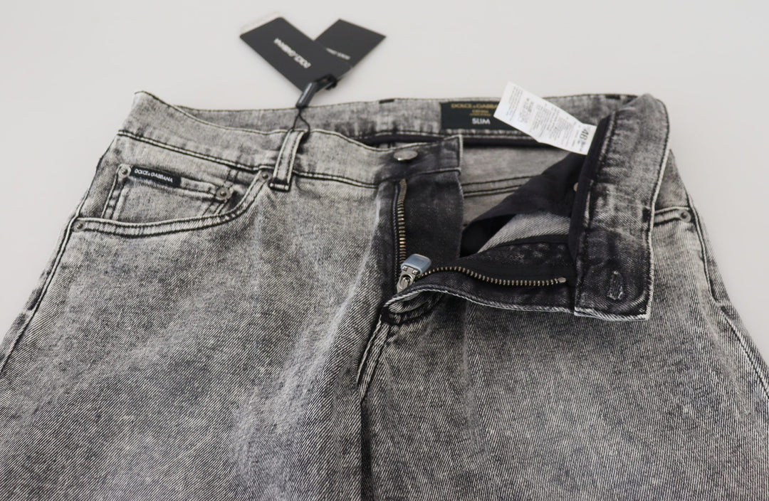 Dolce &amp; Gabbana Sample Sale Dolce &amp; Gabbana Gray Slim Fit Wash Stretch Cotton Denim Jeans - | Designer outlet