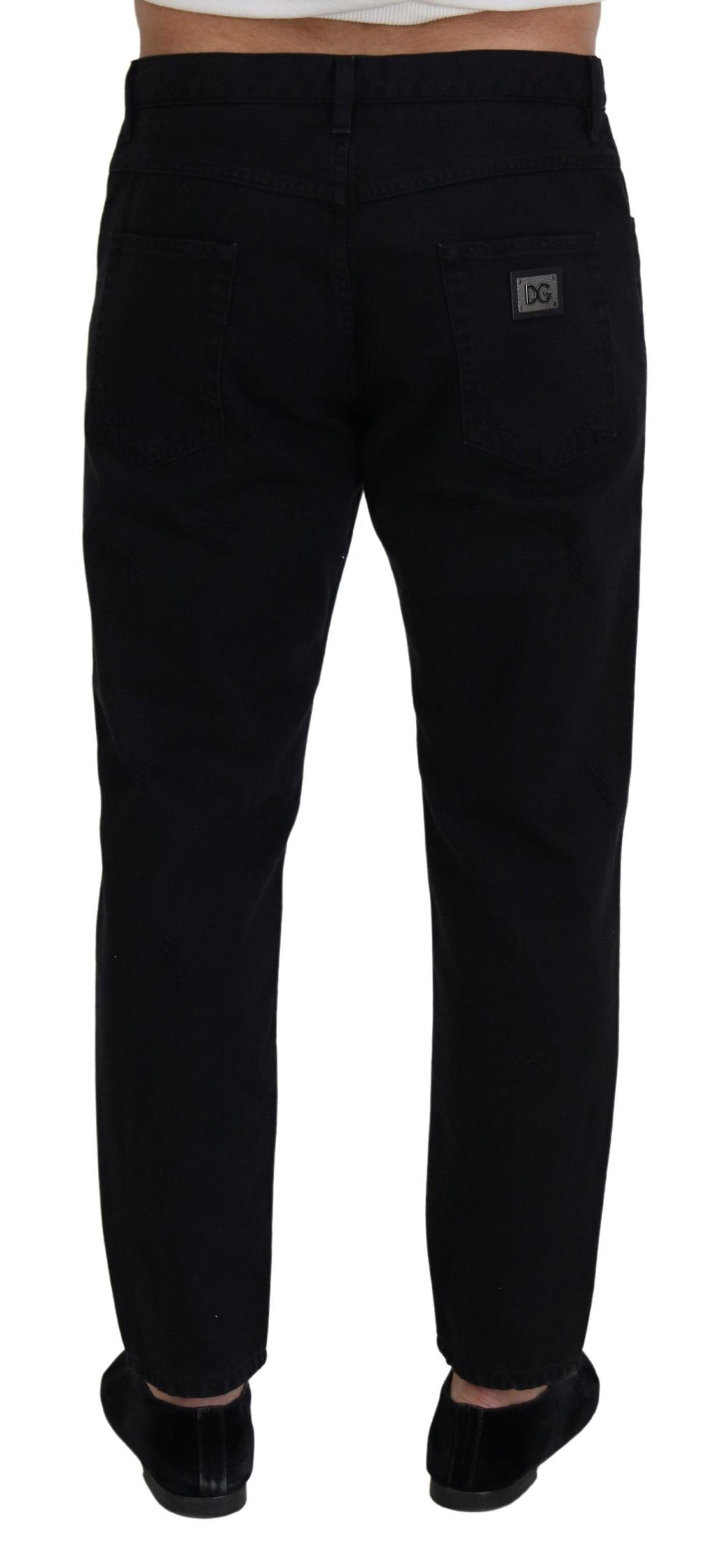 Dolce &amp; Gabbana Sample Sale Dolce &amp; Gabbana Black Loose Regular Torn Cotton Jeans - | Designer outlet