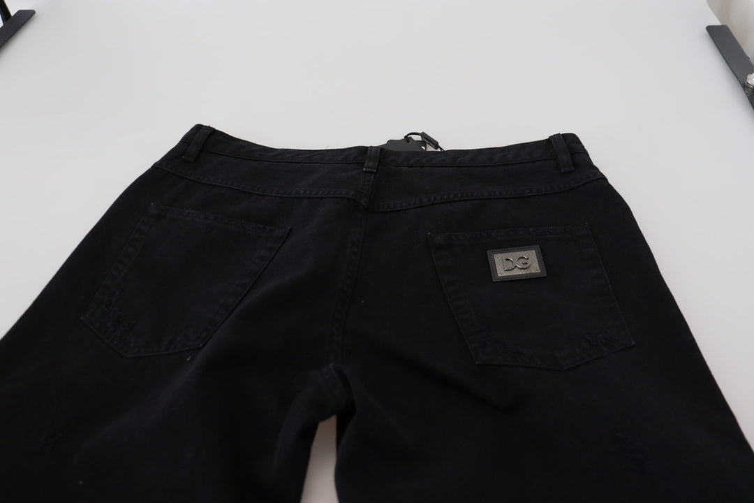 Dolce &amp; Gabbana Sample Sale Dolce &amp; Gabbana Black Loose Regular Torn Cotton Jeans - | Designer outlet