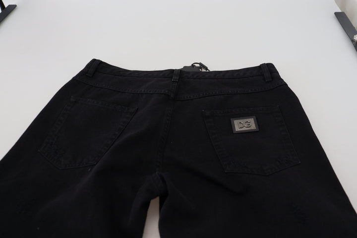 Dolce &amp; Gabbana Sample Sale Dolce &amp; Gabbana Black Loose Regular Torn Cotton Jeans - | Designer outlet