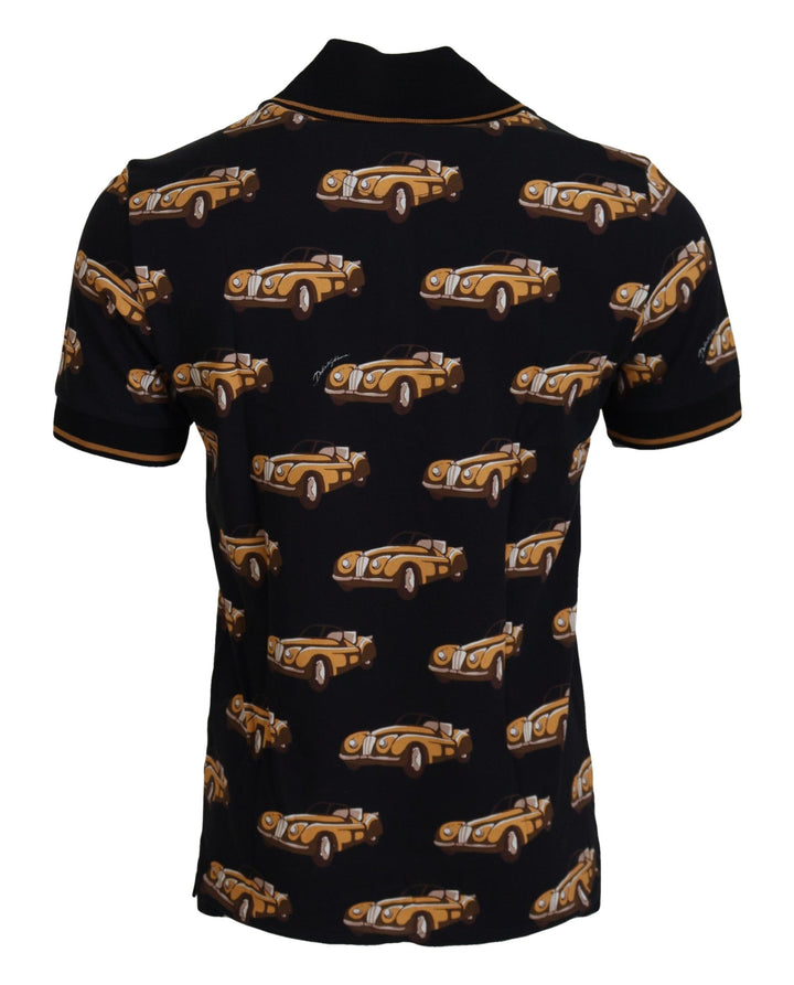 Dolce &amp; Gabbana Sample Sale Dolce &amp; Gabbana Black Car Print Short Sleeve Polo T-shirt - | Designer outlet