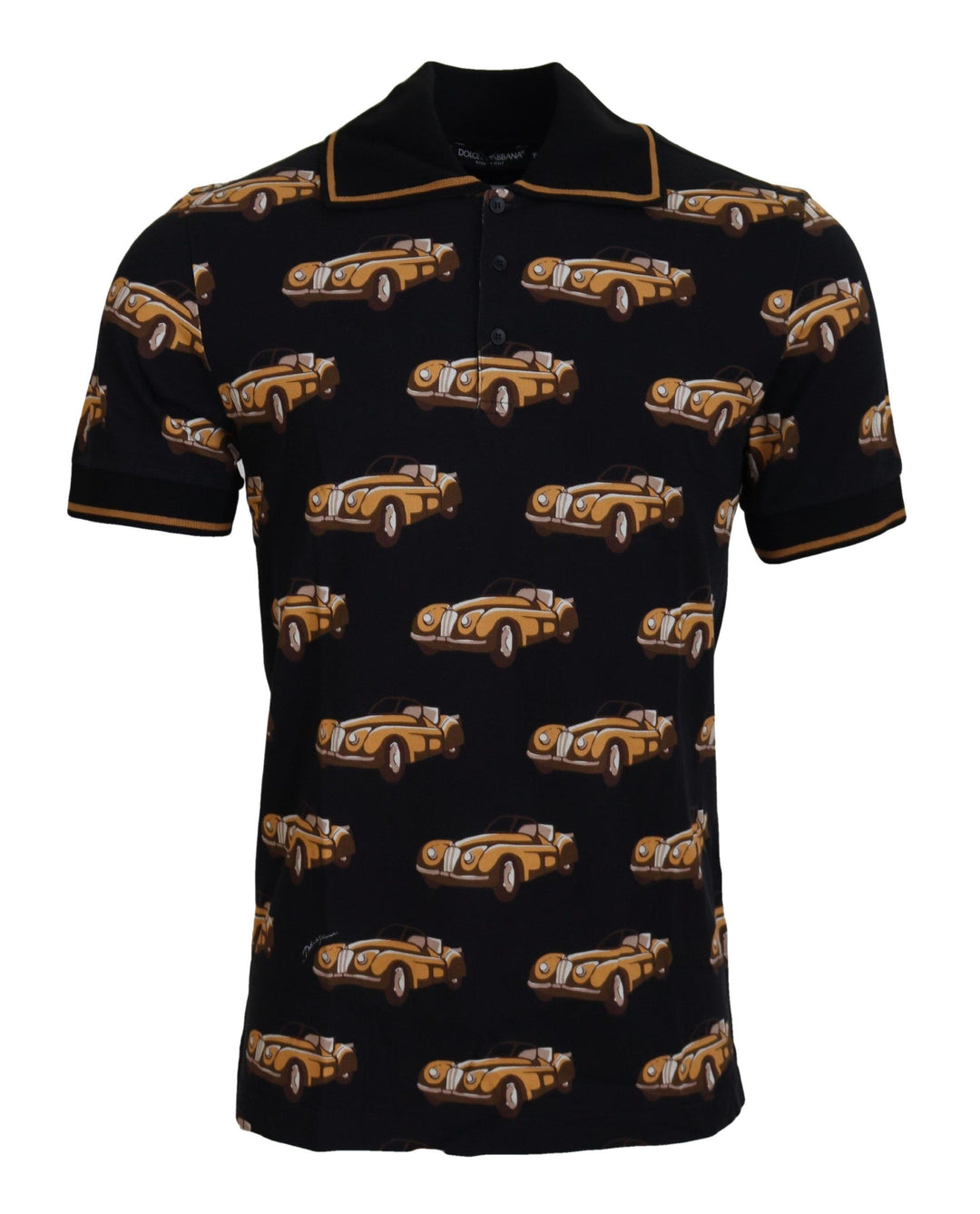 Dolce &amp; Gabbana Sample Sale Dolce &amp; Gabbana Black Car Print Short Sleeve Polo T-shirt - | Designer outlet