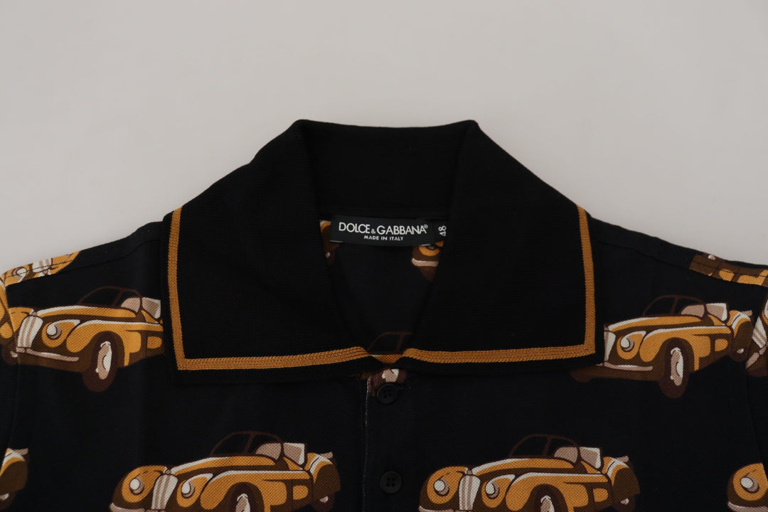 Dolce &amp; Gabbana Sample Sale Dolce &amp; Gabbana Black Car Print Short Sleeve Polo T-shirt - | Designer outlet