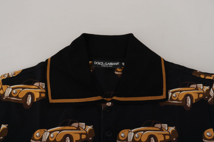 Dolce &amp; Gabbana Sample Sale Dolce &amp; Gabbana Black Car Print Short Sleeve Polo T-shirt - | Designer outlet